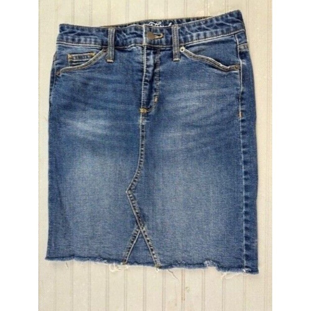 Universal Thread Size 4 27 Women Denim Jean Skirt Above Knee Stretch Cut Off Hem